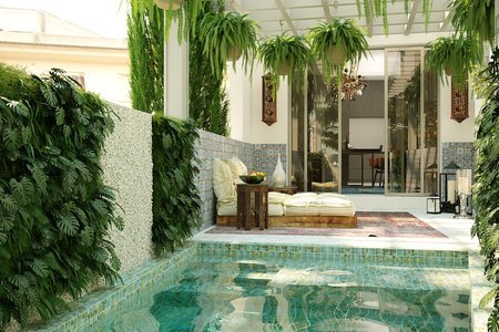 Proyecto de ensueño de casa adosada con jardín y piscina en Santa Catalina