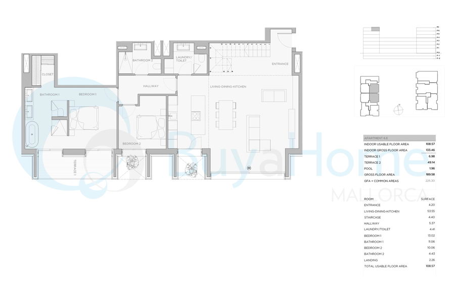 Wunderschönes Penthouse mit zwei Schlafzimmern und einer großen Dachterrasse in Nou Llevant