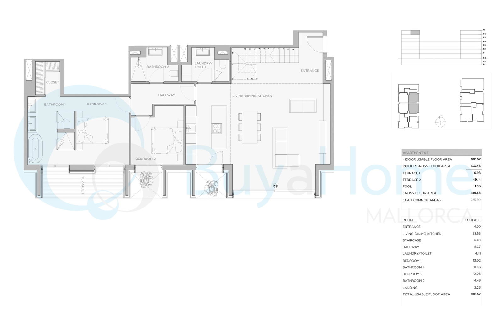 Wunderschönes Penthouse mit zwei Schlafzimmern und einer großen Dachterrasse in Nou Llevant