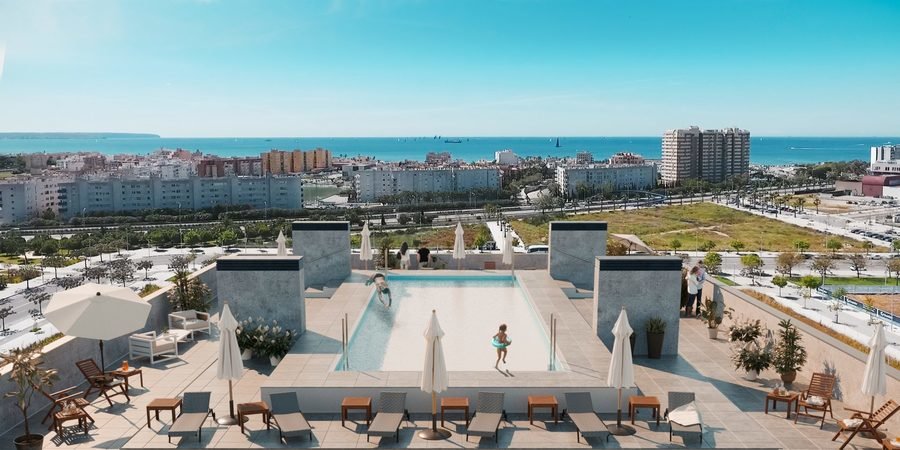 Moderno piso con dos terrazas y piscina comunitaria en Nou Llevant