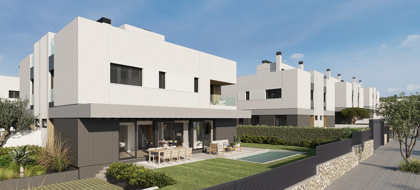 Doppelhaushälfte mit Dachterrasse, Garten und Privatpool in Maioris