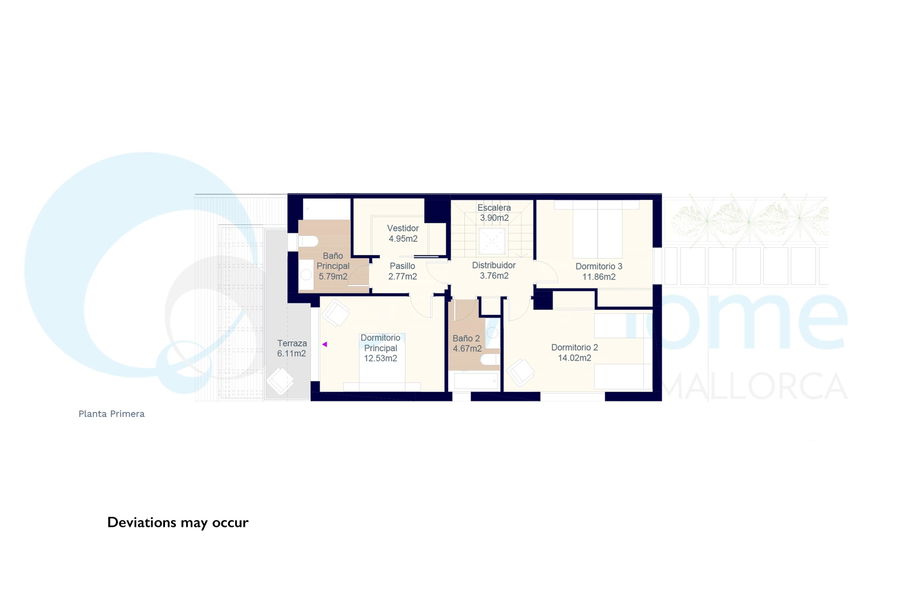 Doppelhaushälfte mit Dachterrasse, Garten und Privatpool in Maioris