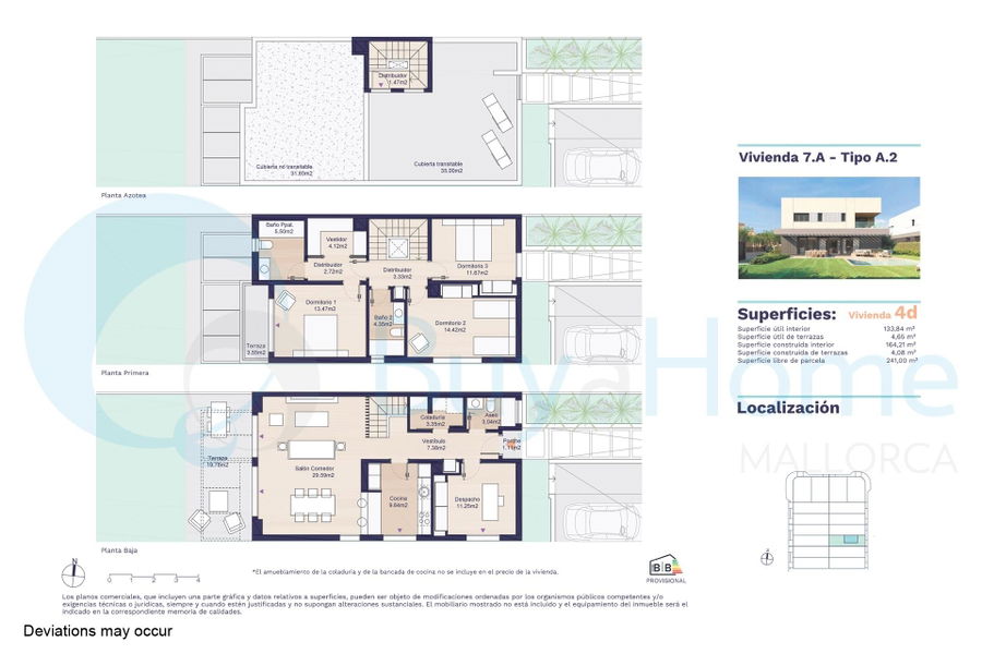 Semi-detached house with roof terrace, garden and pool in Maioris