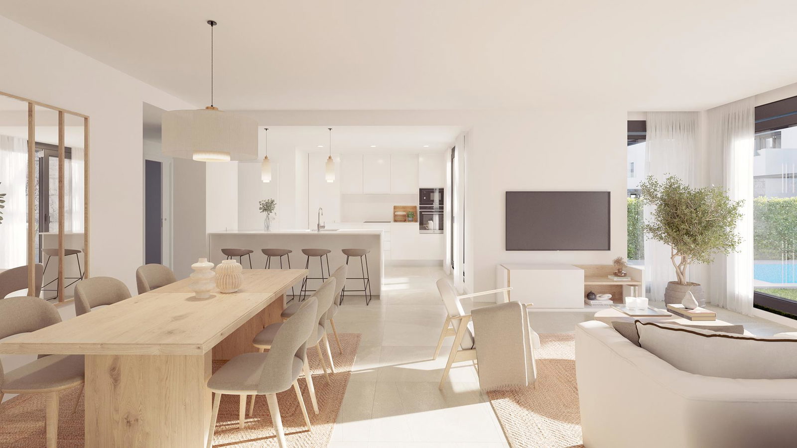 Neubau Reihenhaus mit Pool, Garten und Dachterrasse an der Playa de Palma