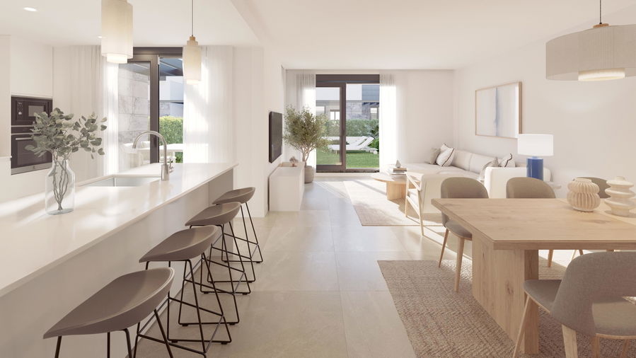 Neubau Reihenhaus mit Pool, Garten und Dachterrasse an der Playa de Palma