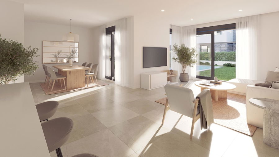 Neubau Reihenhaus mit Pool, Garten und Dachterrasse an der Playa de Palma
