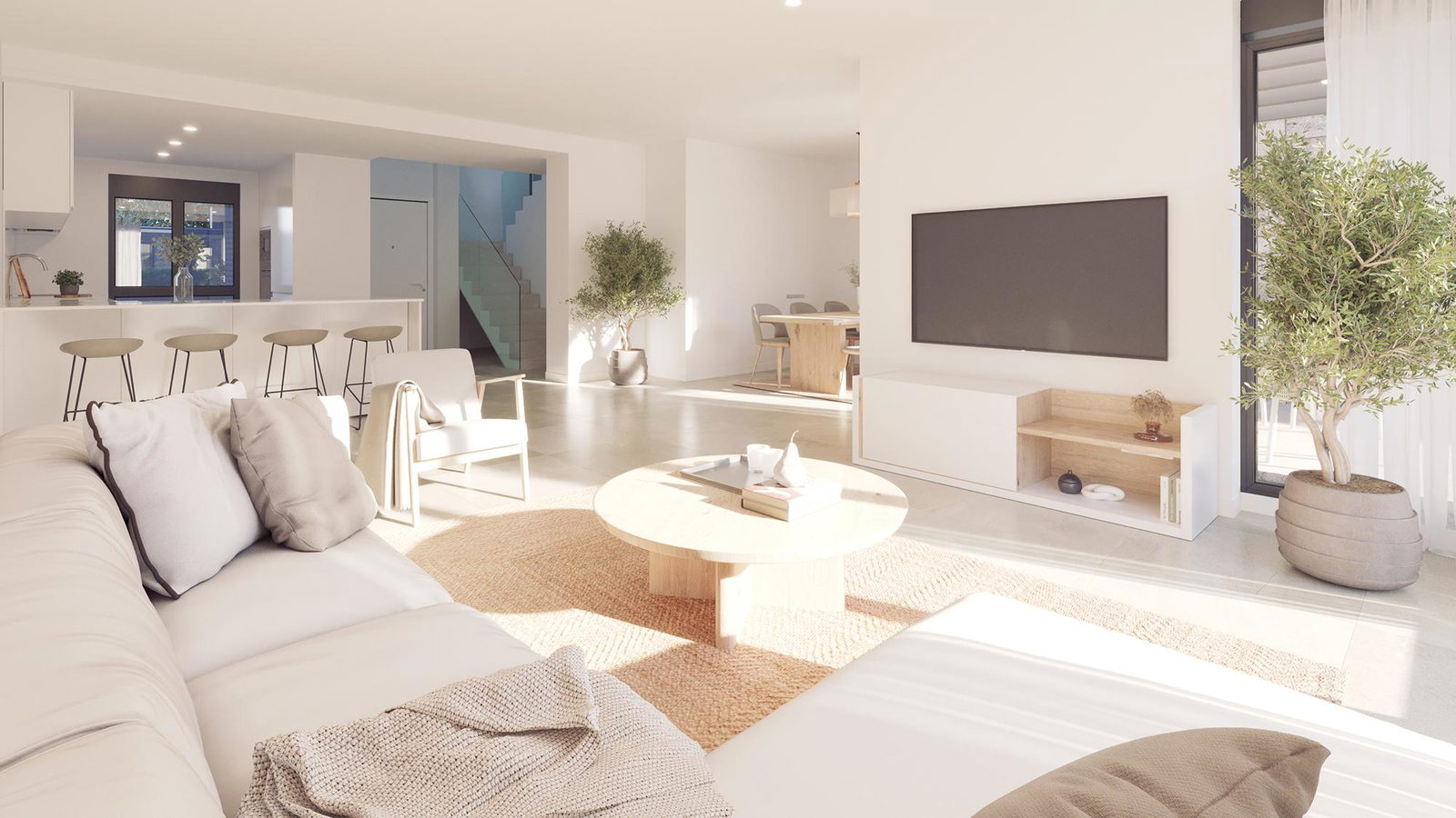 Neubau Reihenhaus mit Pool, Garten und Dachterrasse an der Playa de Palma