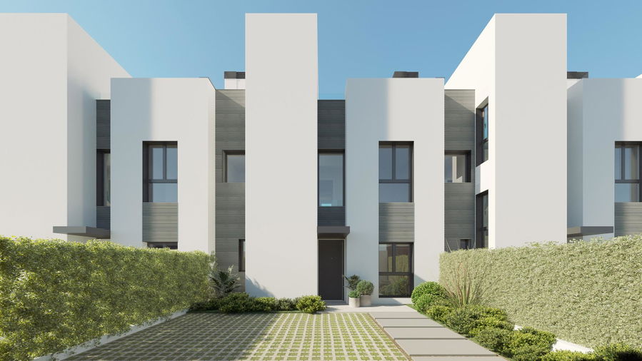 Neubau Reihenhaus mit Pool, Garten und Dachterrasse an der Playa de Palma