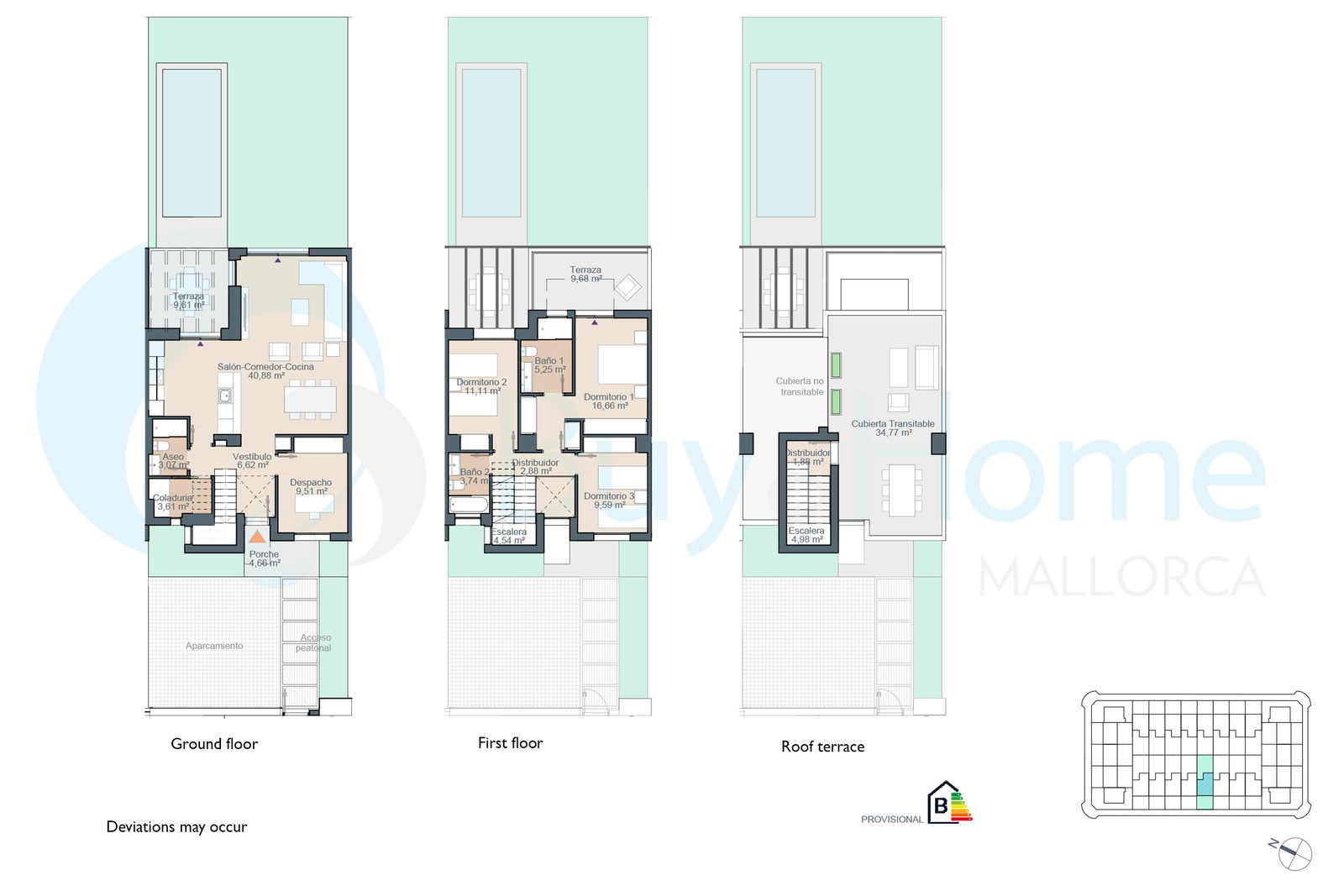 Neubau Reihenhaus mit Pool, Garten und Dachterrasse an der Playa de Palma