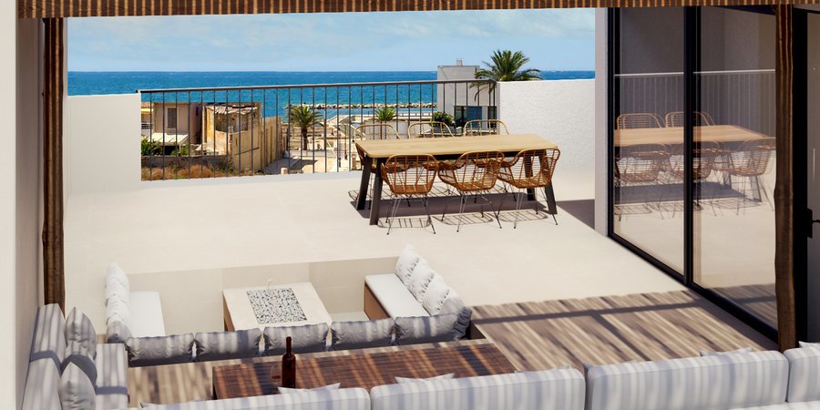 Plot with new project for a townhouse with terrace and patio in Molinar