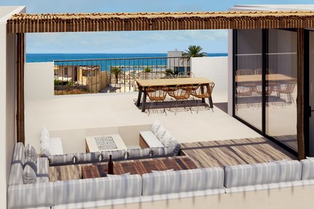 Plot with new project for a townhouse with terrace and patio in Molinar