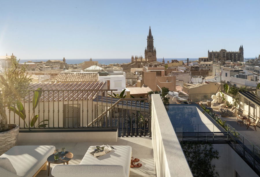 Triplex lägenhet med takterrass och privat pool i Gamla stan