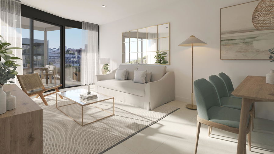 Ny lägenhet på tredje våningen med terrass och pool i Palmanova