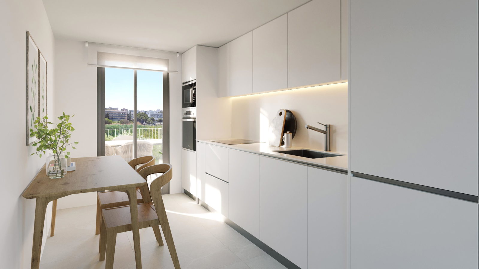 Ny lägenhet på tredje våningen med terrass och pool i Palmanova