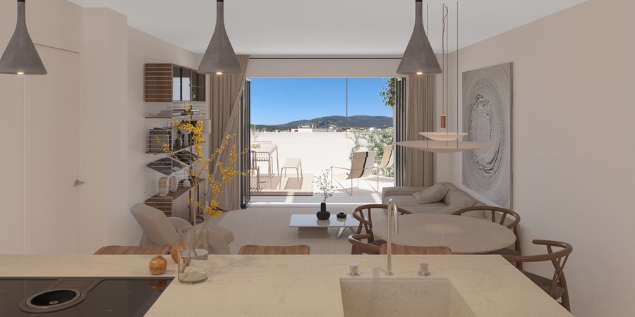 Renovated penthouse with large terrace on a quiet street in Santa Catalina