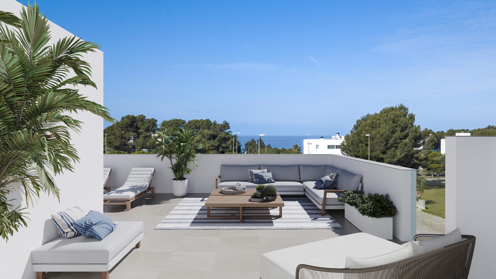 Casa pareada de obra nueva con azotea y piscina privada en Maioris