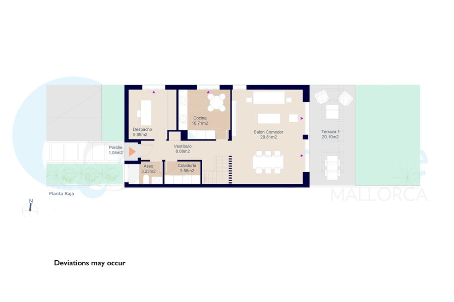Casa pareada de obra nueva con azotea y piscina privada en Maioris