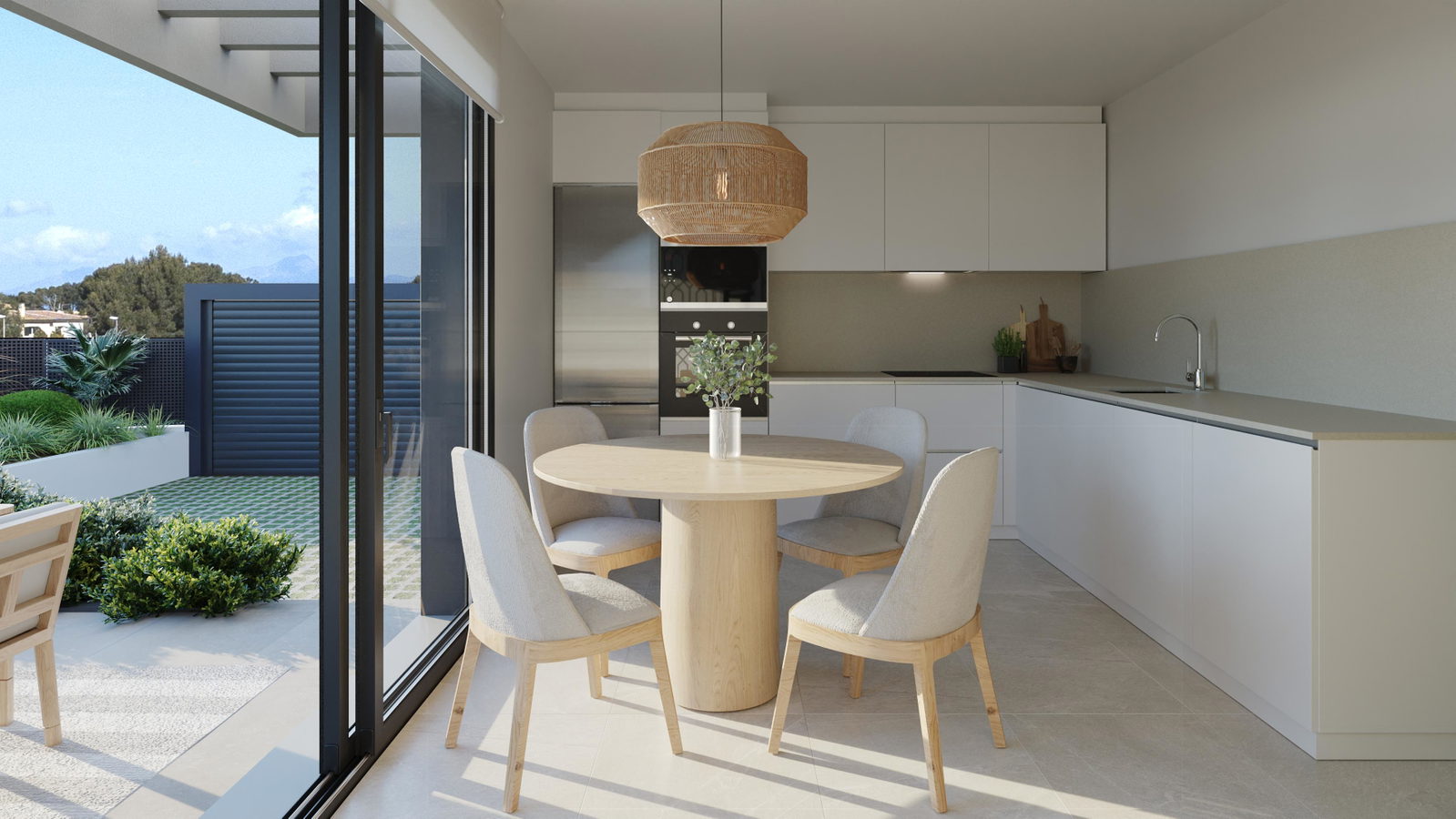 Modern designed semi-detached house with roof terrace and private pool in Maioris