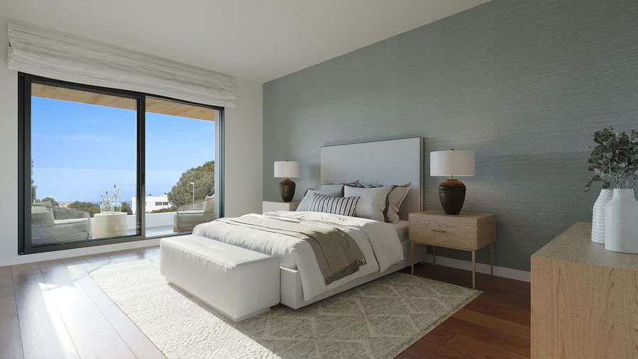 Modern designed semi-detached house with roof terrace and private pool in Maioris