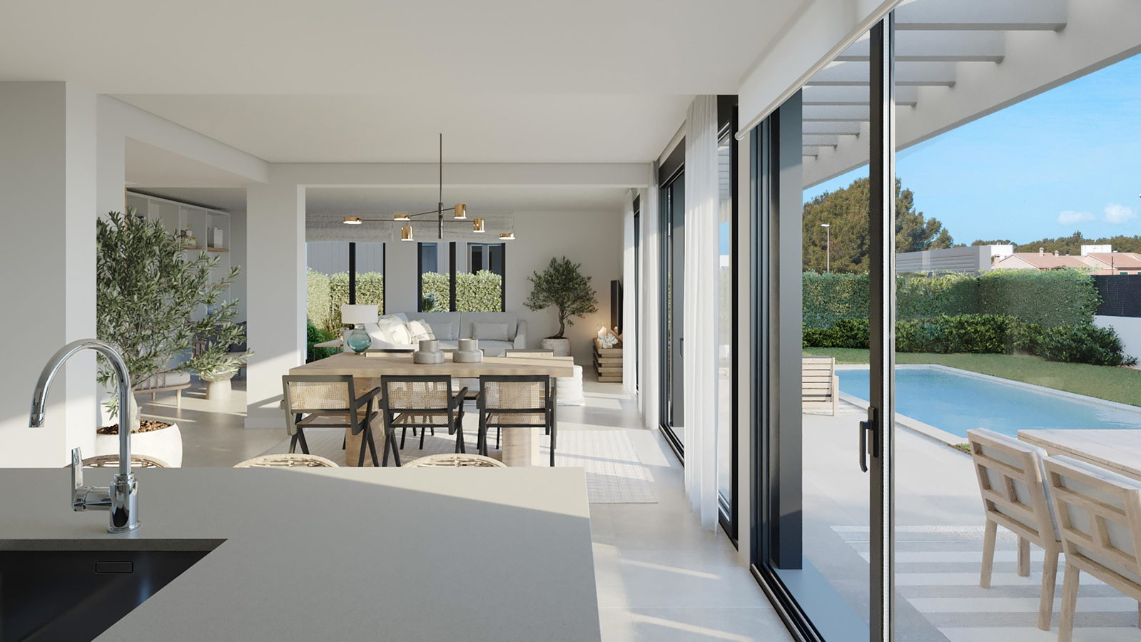 Modern designed semi-detached house with roof terrace and private pool in Maioris