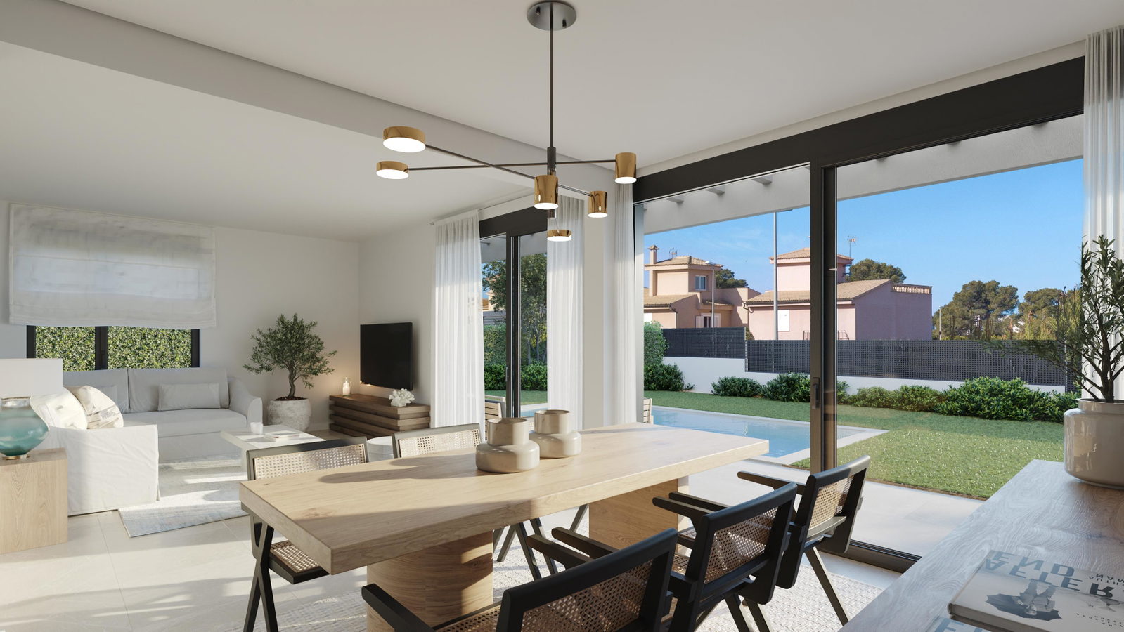 Modern designed semi-detached house with roof terrace and private pool in Maioris