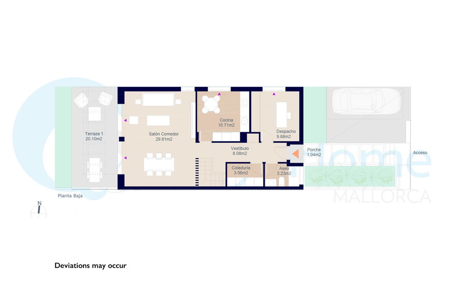 Modern designed semi-detached house with roof terrace and private pool in Maioris
