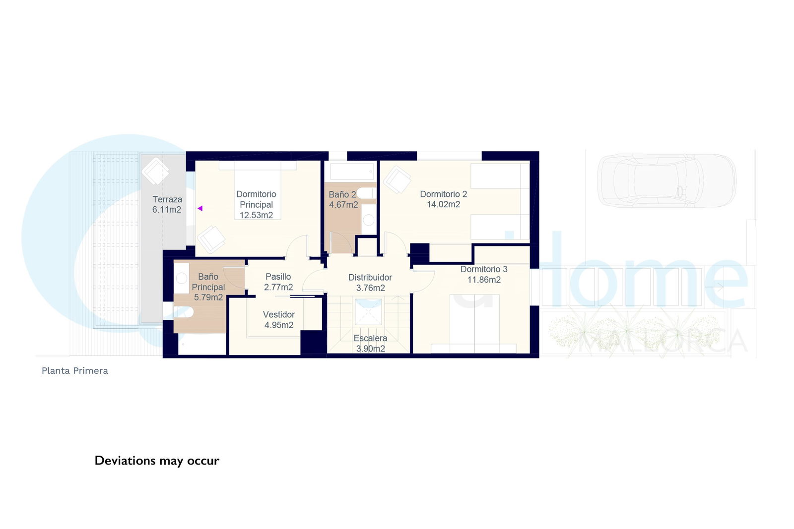 Modern designed semi-detached house with roof terrace and private pool in Maioris
