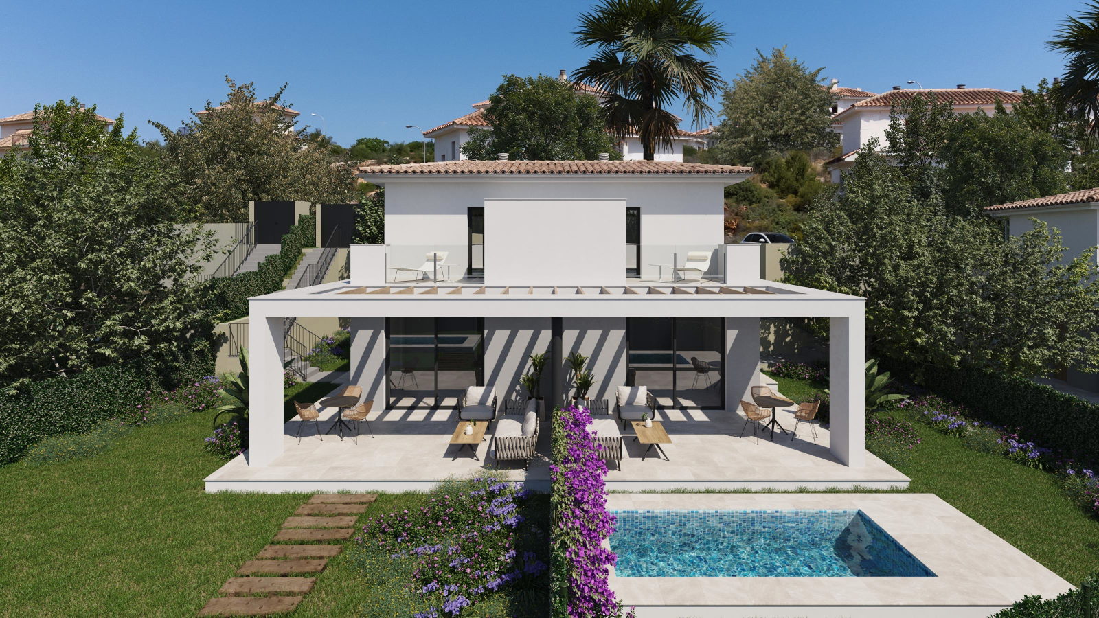 Neue charmante Doppelhaushälfte bei Cala Romantica Mallorca
