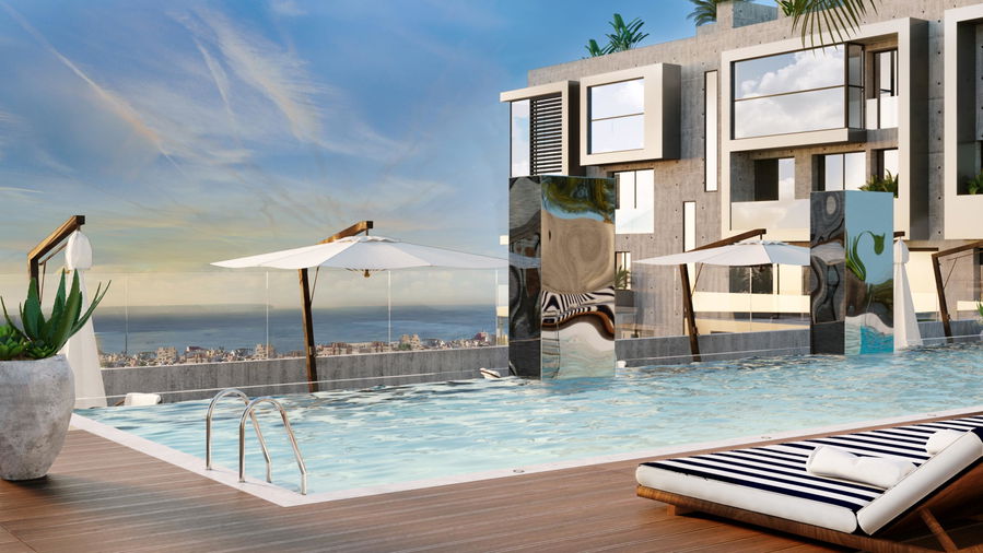 Nybyggd och modern lägenhet med pool i Nou Llevant