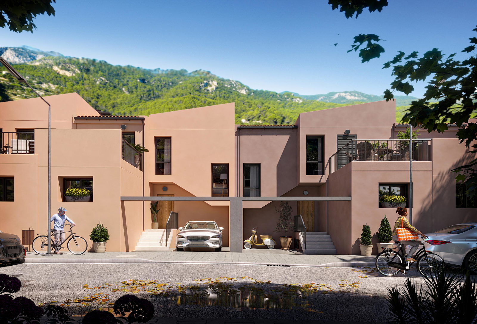Nybyggt elegant radhus med utsikt över bergen i Esporles