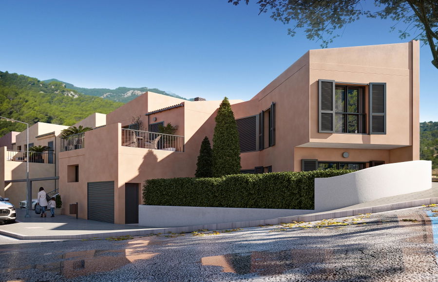Nybyggt elegant radhus med utsikt över bergen i Esporles