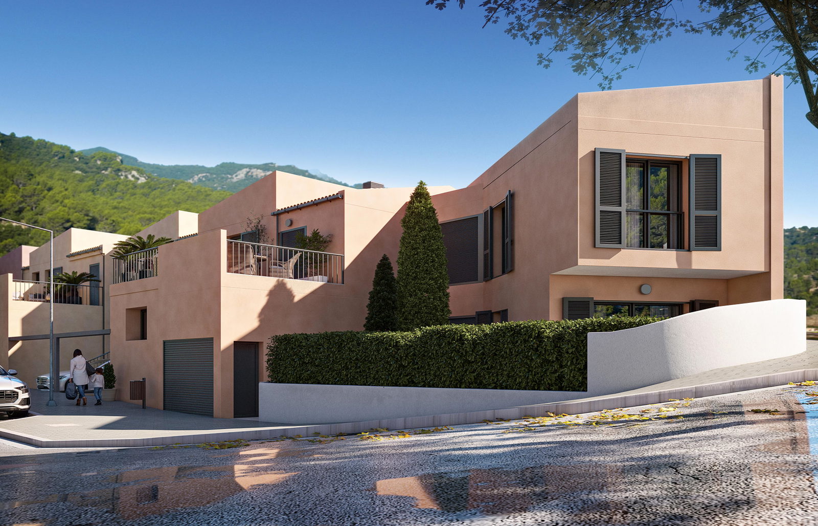 Nybyggt elegant radhus med utsikt över bergen i Esporles