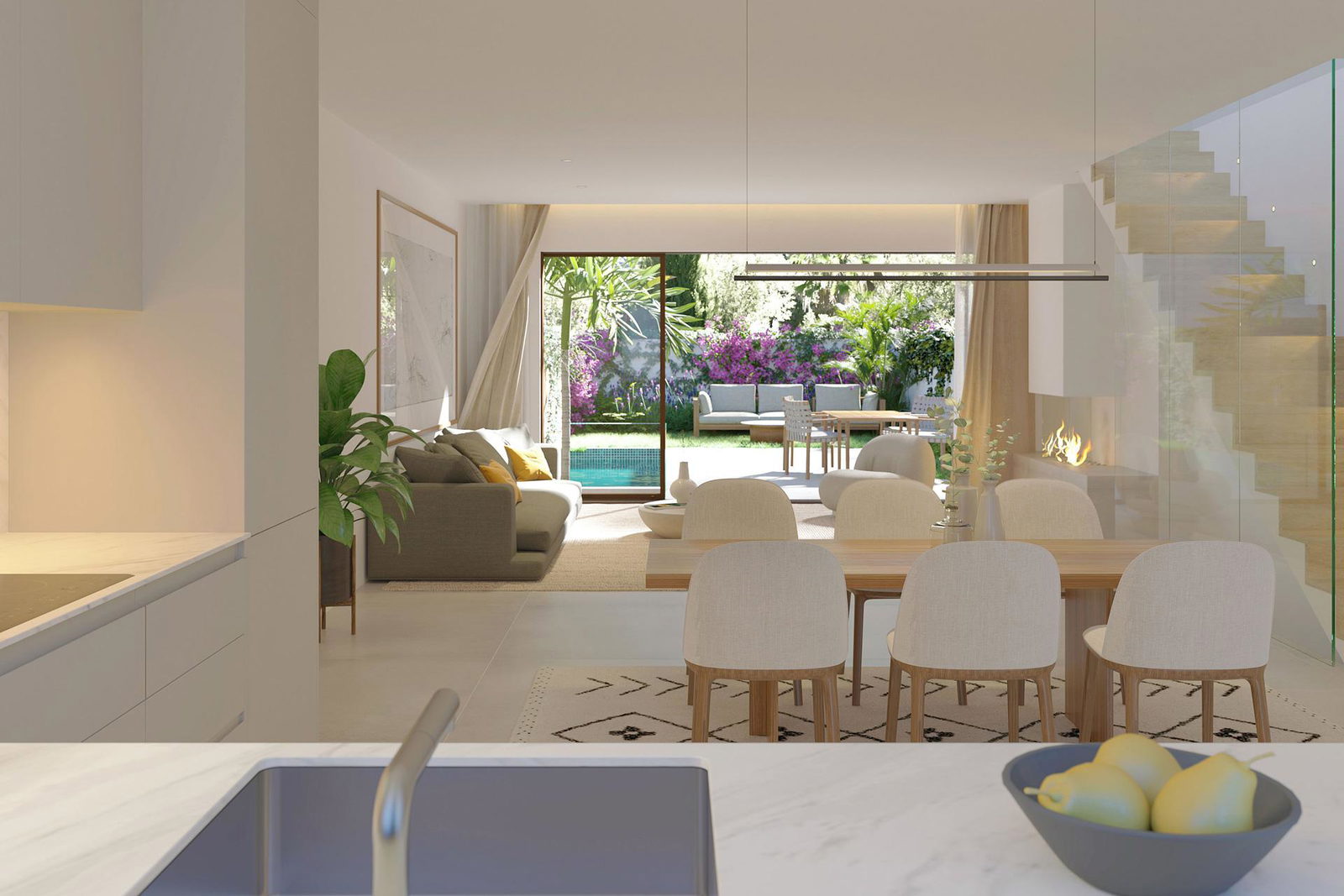 Elegantes Neubau-Stadthaus mit Meerblick, Pool und Garten in El Molinar
