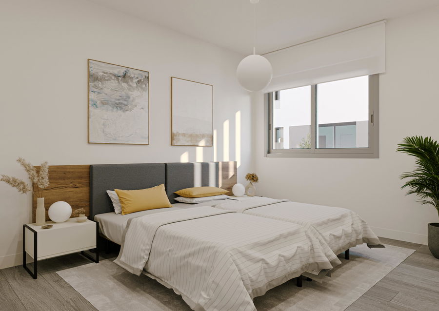 Innovativ etage-lägenhet med privat trädgård och pool som tillval