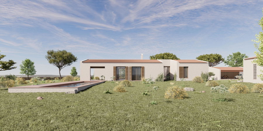 Baugrundstück mit bestehender Genehmigung für ein Haus mit Pool in Ses Salines