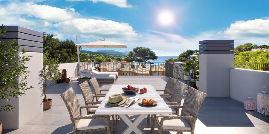 Wonderful newly built penthouse with sea views and roof terrace in Sant Elm