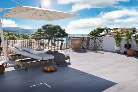 Newly built modern penthouse with stunning terrace sea views in Sant Elm