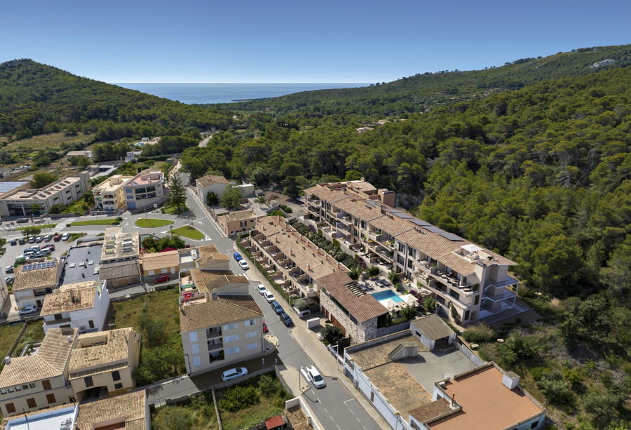 Apartamento de obra nueva elegante con terraza y vistas impresionantes al castillo y al mar en Capdepera