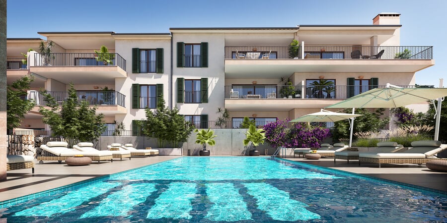 New built elegant apartment with terrace that has stunning castle and sea views in Capdepera