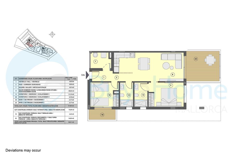Einzigartiges, brandneues Apartment mit Terrassen in Canyamel zu verkaufen