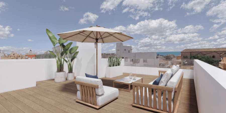 Ático dúplex de nueva construcción con terraza y vistas al mar en Portixol