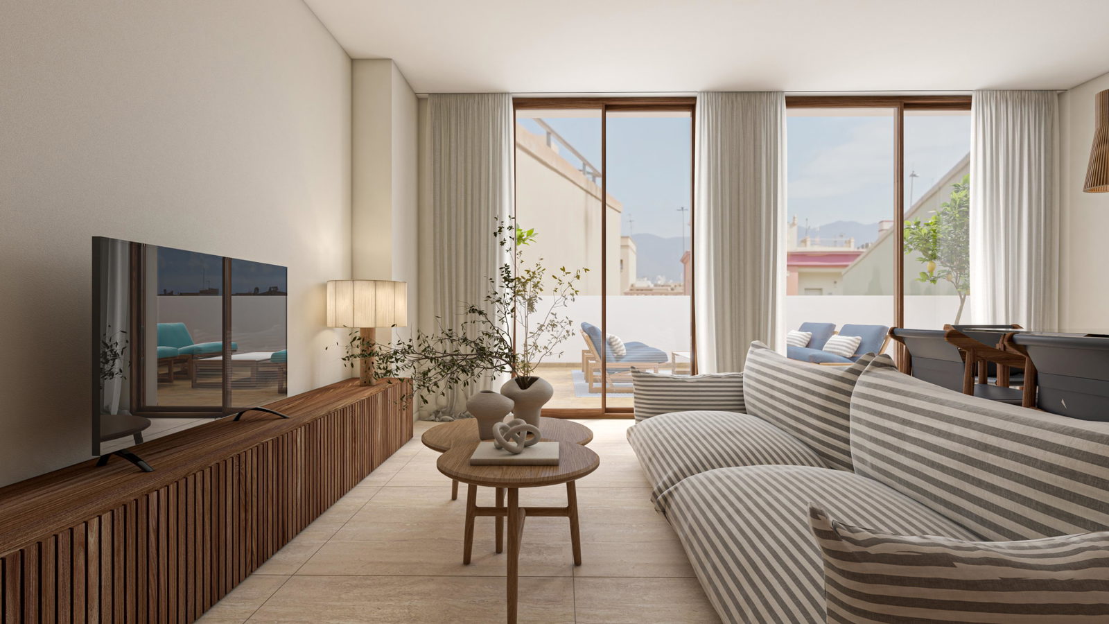 Ático dúplex de nueva construcción con terraza y vistas al mar en Portixol