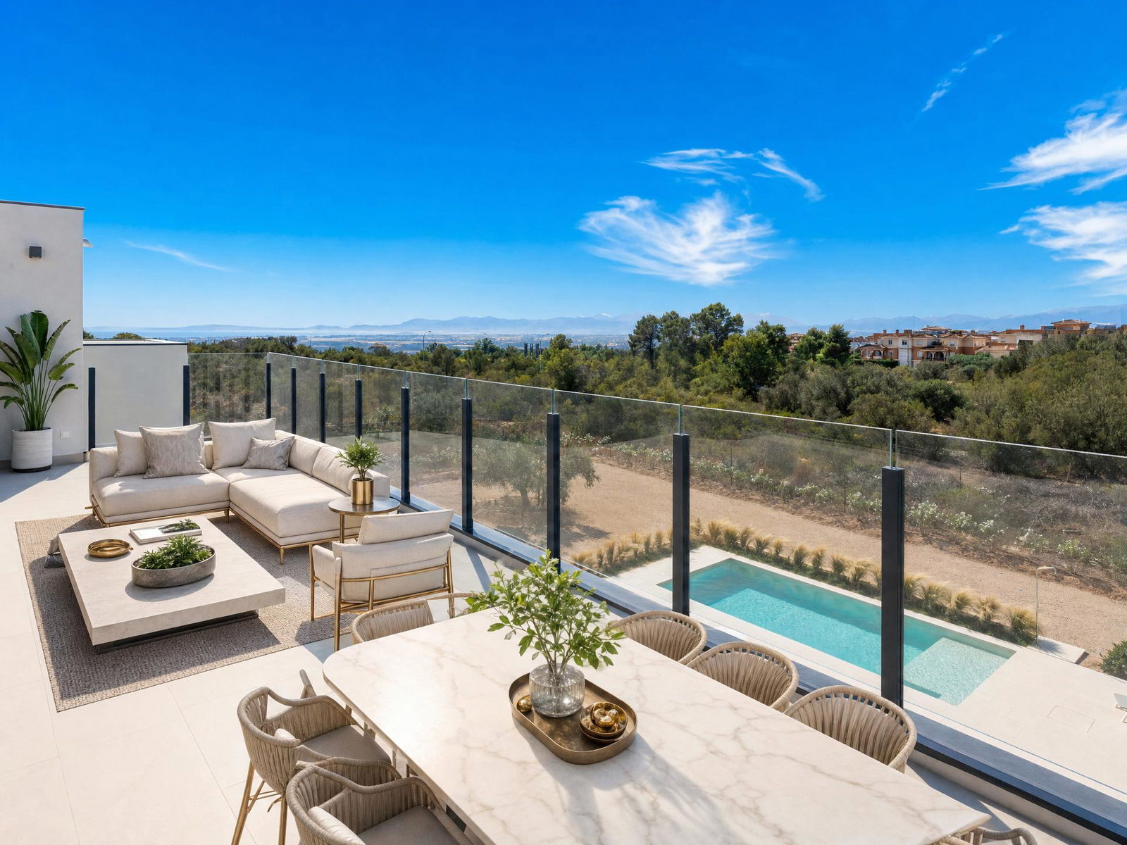 Elegante villa de nueva construcción con vistas panorámicas y una gran piscina en Son Gual
