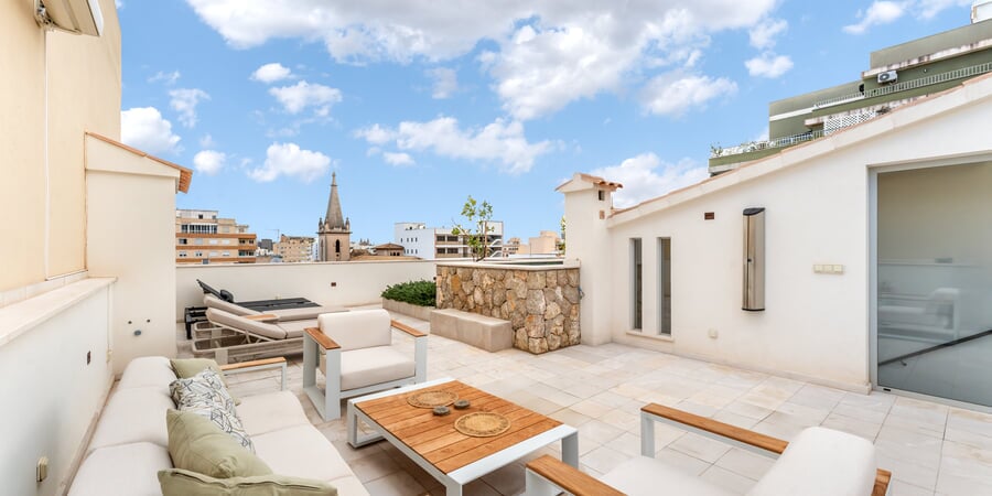 Modern takvåning till salu i Santa Catalina, Palma - takterrass, pool och havsutsikt