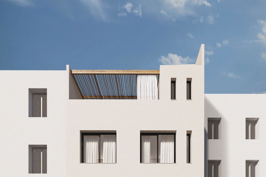 Luxuriöses Neubau-Stadthaus zum Verkauf in Portixol-Molinar mit Dachpool und Meerblick