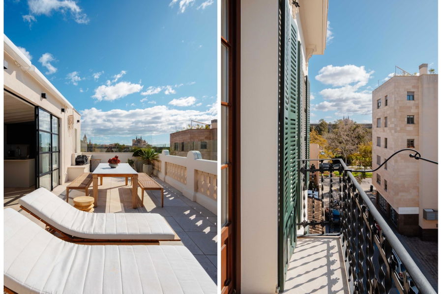 Luxuriöses Duplex-Penthouse mit Meerblick von der beeindruckenden Dachterrasse in Santa Catalina