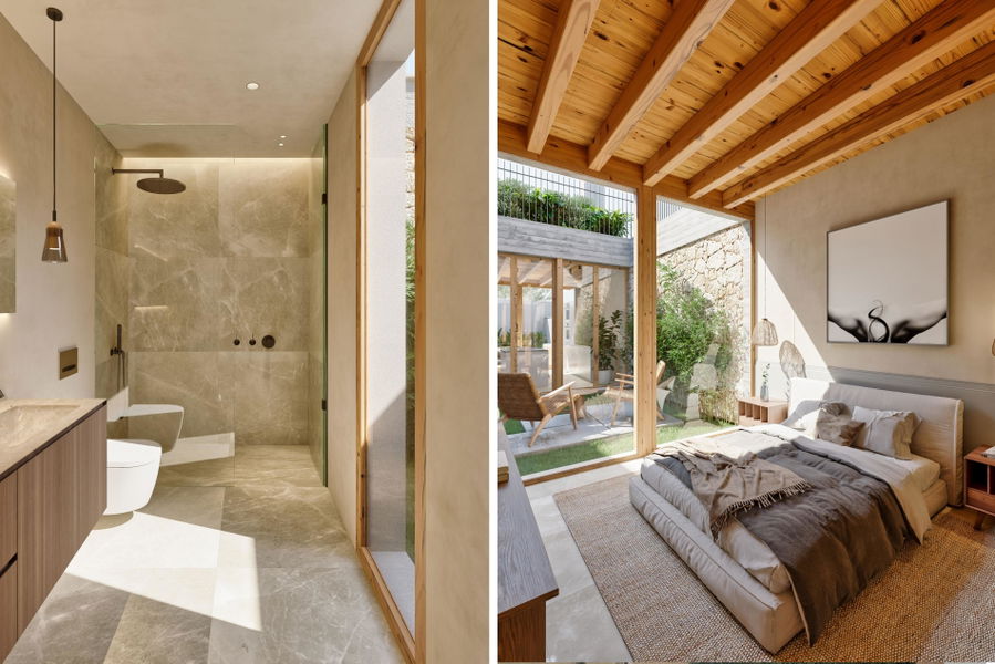 Exklusivt townhouse projekt med trädgård och pool i charmiga Son Espanyolet