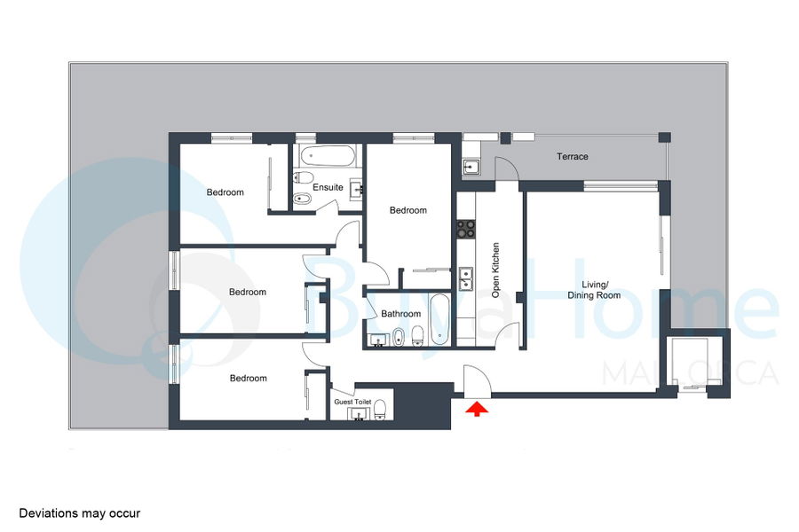 Spacious ground floor apartment with an amazing terrace and community pool in Palmanova