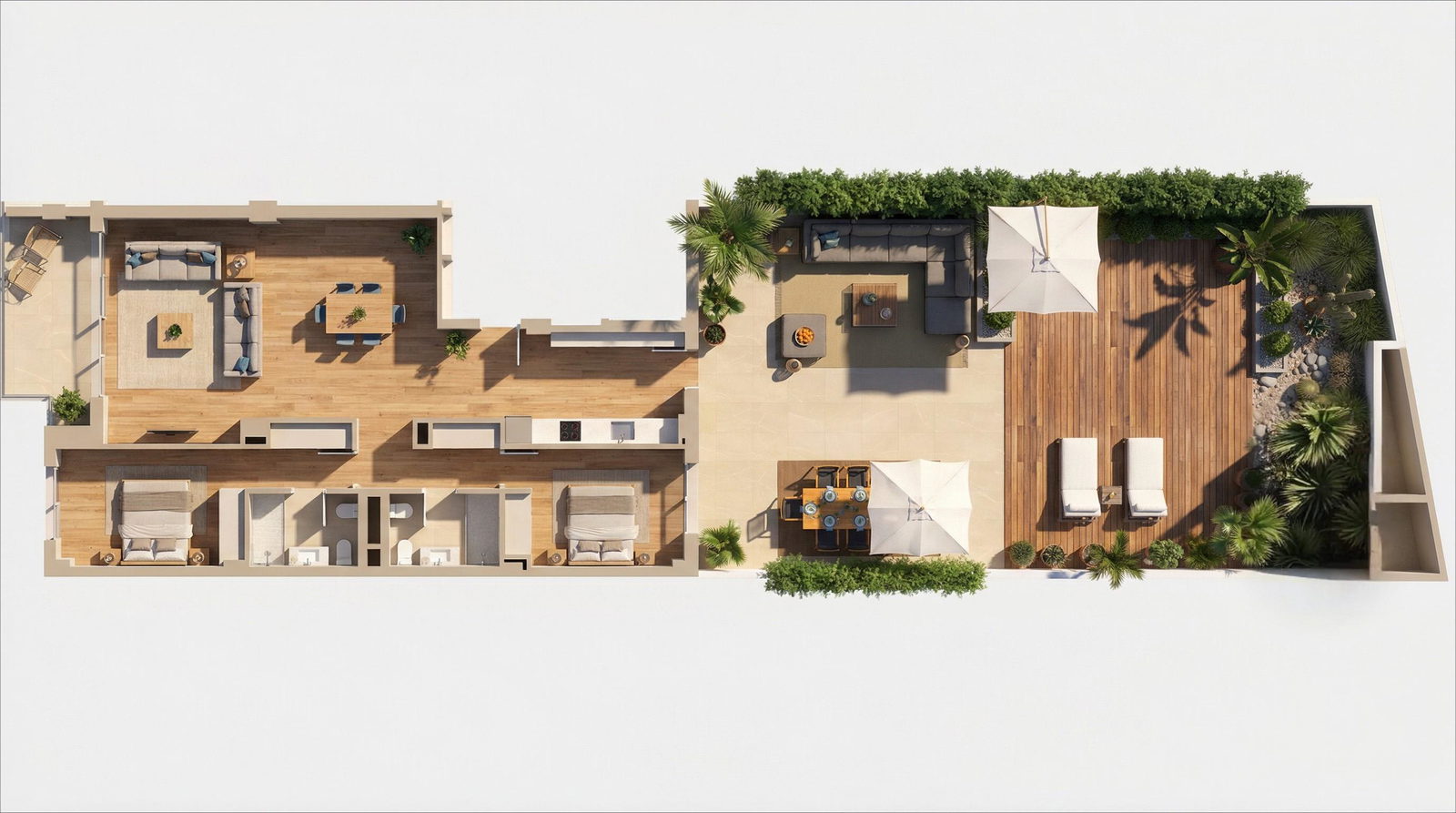 Apartamento de 2 dormitorios en la planta baja con amplia terraza de 129 m² en el centro de Palma
