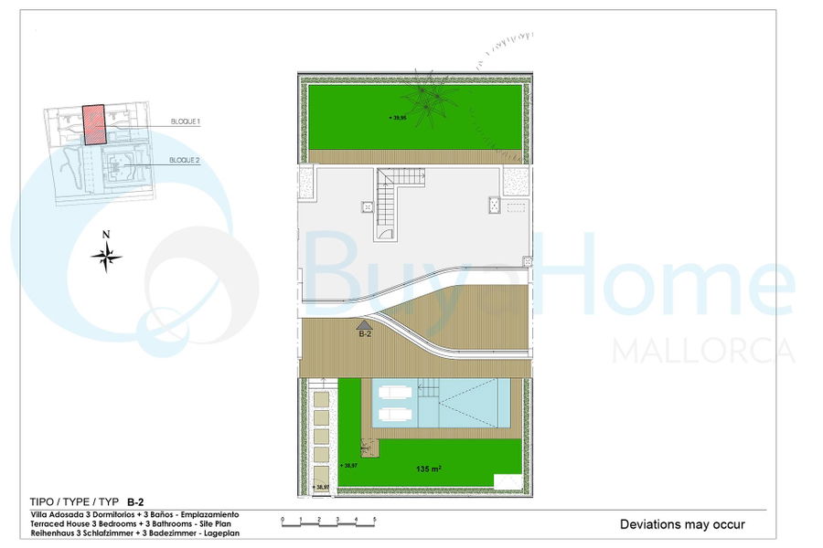 Adosados de nueva construcción de estilo villa con piscina y terraza en Paguera en venta